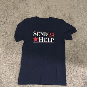 Navy Graphic T-Shirt with Red and White Print